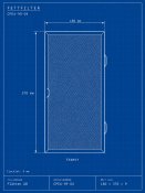 Måttritning för fettfilter CPEA-99-04 från Fläkten AB, 180 × 370 mm och 9 mm tjockt