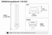 Fläktlampa 11W mått och dimensioner – passar Franke/Futurum köksfläkt