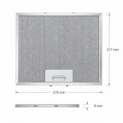 Måttbild för metallfettfilter C00977912 med måtten 275 x 217 x 8 mm.